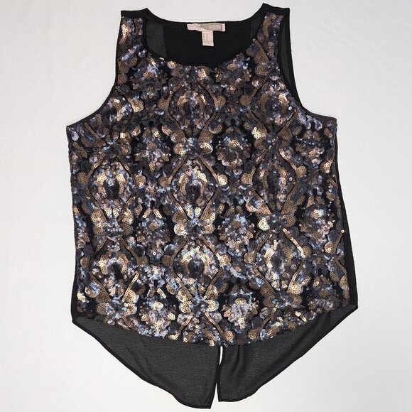 Forever21 Contemporary Open Back Sheer Black Sleeveless Tank Top Women's Sz Med - Picture 1 of 3